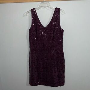 SD Collection Sparkling Sequined Purple Tank Mini Dress 14